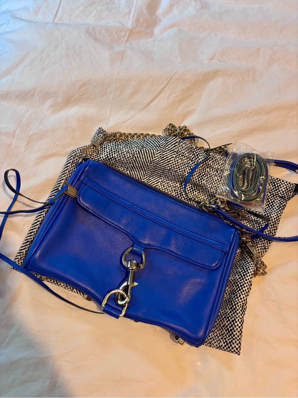 Rebecca Minkoff Royal Blue Leather Shoulder Bag with Silver Hardware
